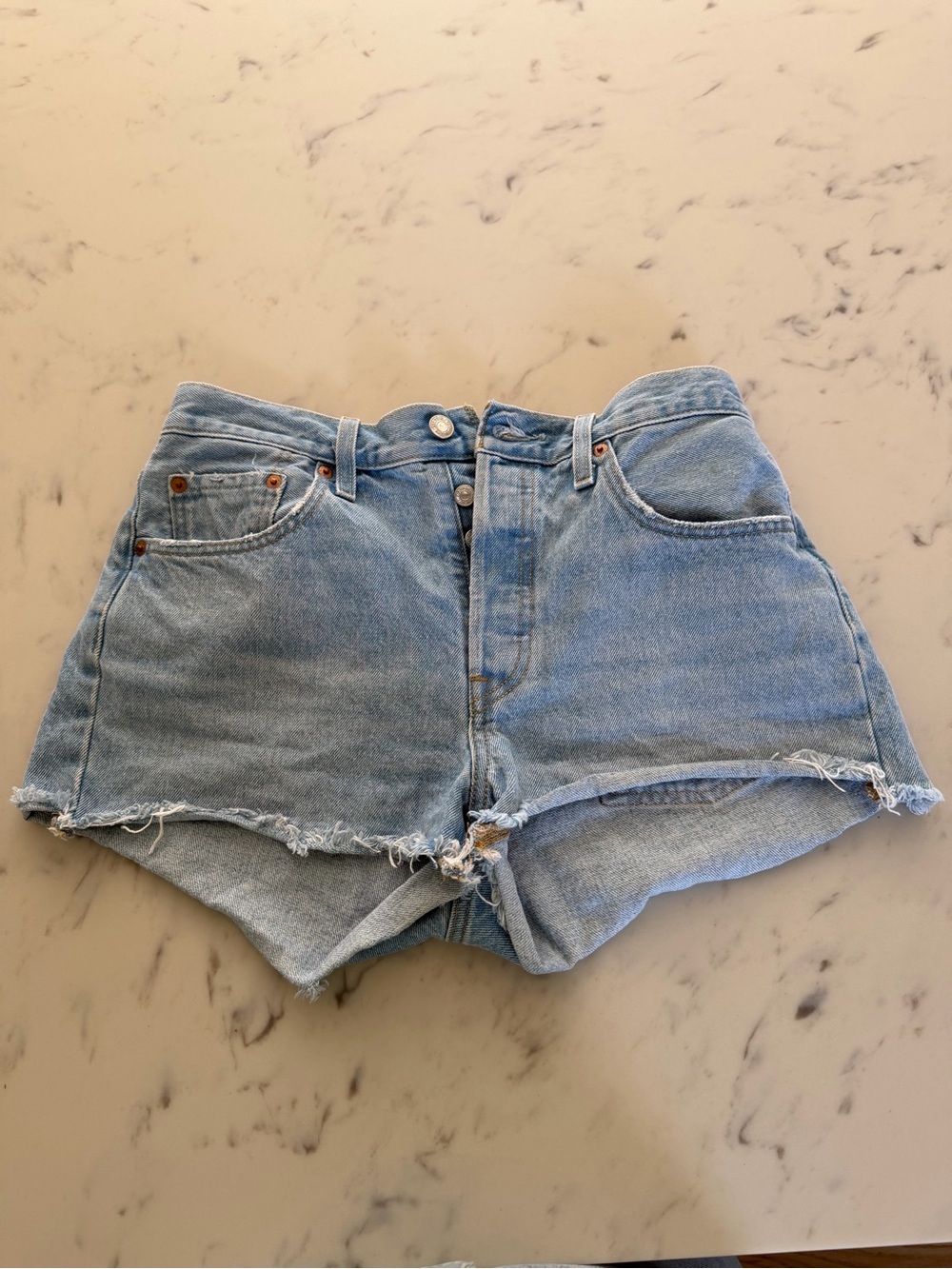 Levi's Light Blue High-Rise Denim Cutoff Shorts